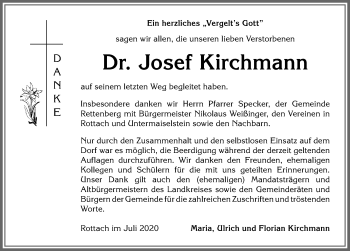 Traueranzeige von Josef Kirchmann von Allgäuer Anzeigeblatt