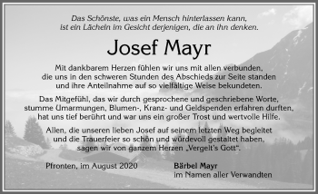 Traueranzeige von Josef Mayr von Allgäuer Zeitung, Füssen