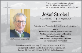 Traueranzeige von Josef Strobel von Allgäuer Zeitung, Füssen