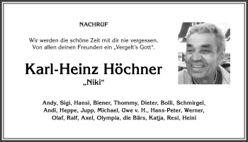 Traueranzeige von Karl-Heinz Höchner von Allgäuer Anzeigeblatt