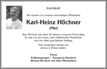 Traueranzeige von Karl-Heinz Höchner von Allgäuer Anzeigeblatt