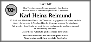 Traueranzeige von Karl-Heinz Reimund von Allgäuer Anzeigeblatt