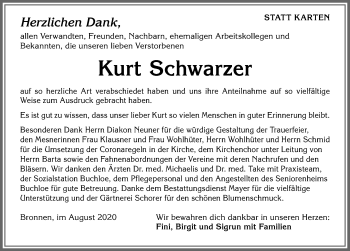Traueranzeige von Kurt Schwarzer von Allgäuer Zeitung, Kaufbeuren/Buchloe
