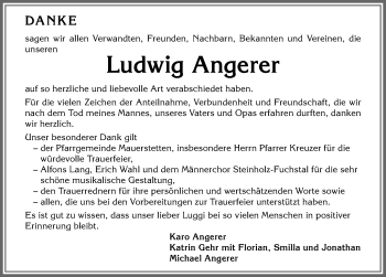 Traueranzeige von Ludwig Angerer von Allgäuer Zeitung, Kaufbeuren/Buchloe