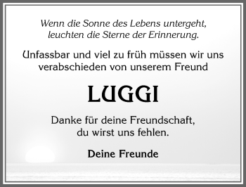Traueranzeige von Luggi  von Allgäuer Zeitung, Marktoberdorf