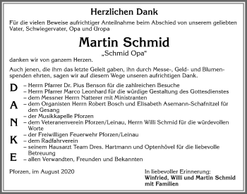 Traueranzeige von Martin Schmid von Allgäuer Zeitung, Kaufbeuren/Buchloe