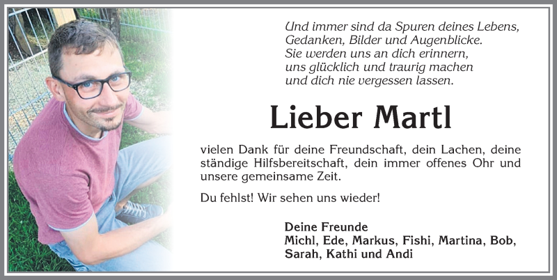  Traueranzeige für Martin Einsle vom 27.08.2020 aus Allgäuer Zeitung, Füssen