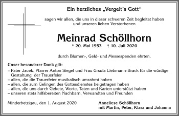 Traueranzeige von Meinrad Schöllhorn von Allgäuer Zeitung,Kempten
