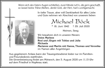 Traueranzeige von Michael Böck von Allgäuer Zeitung, Füssen