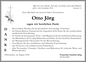 Traueranzeige von Otto Jörg von Allgäuer Zeitung