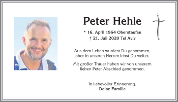 Traueranzeige von Peter Hehle von Allgäuer Anzeigeblatt