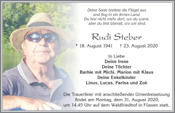 Traueranzeige von Rudi Steber von Allgäuer Zeitung, Füssen