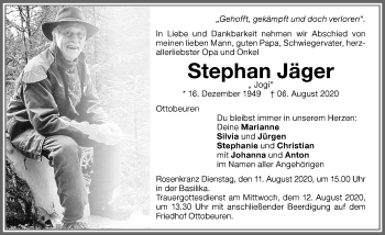 Traueranzeige von Stephan Jäger von Memminger Zeitung