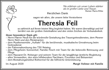 Traueranzeige von Theresia Feil von Allgäuer Zeitung,Kempten