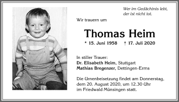 Traueranzeige von Thomas Heim von Allgäuer Zeitung