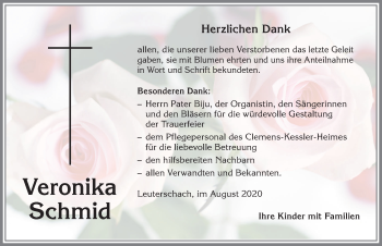 Traueranzeige von Veronika Schmid von Allgäuer Zeitung, Marktoberdorf