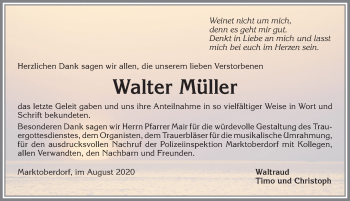 Traueranzeige von Walter Müller von Allgäuer Zeitung, Marktoberdorf