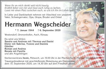 Traueranzeige von Hermann Wegscheider von Allgäuer Zeitung Kaufbeuren und Buchloe