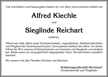 Traueranzeige von Alfred Kiechle von Allgäuer Zeitung,Kempten