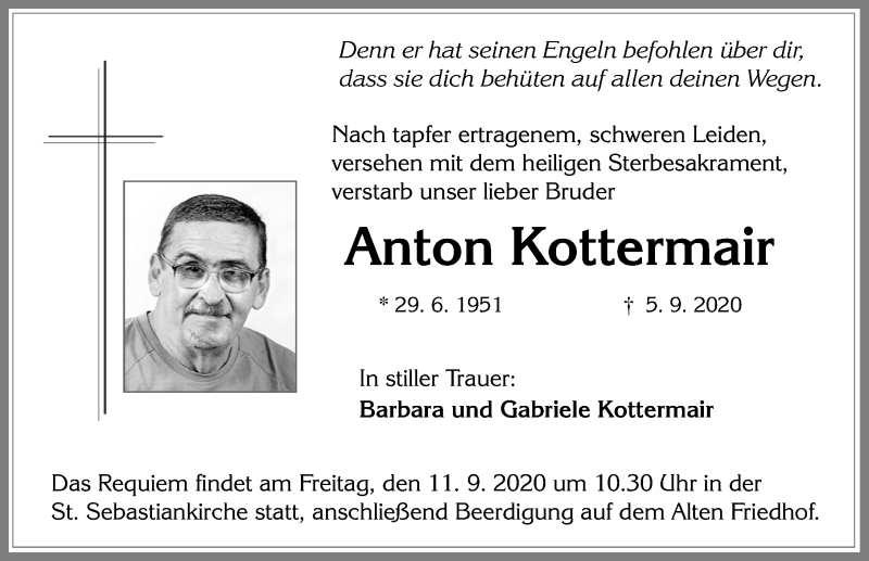  Traueranzeige für Anton Kottermair vom 09.09.2020 aus Allgäuer Zeitung, Füssen