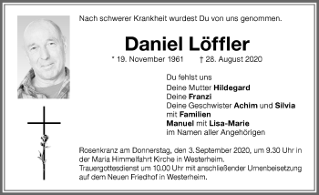 Traueranzeige von Daniel Löffler von Memminger Zeitung