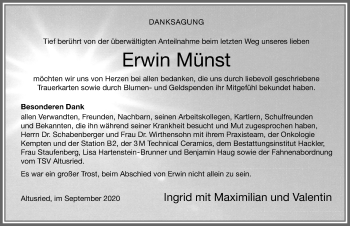 Traueranzeige von Erwin Münst von Allgäuer Zeitung,Kempten