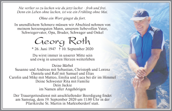 Traueranzeige von Georg Roth von Allgäuer Zeitung, Marktoberdorf