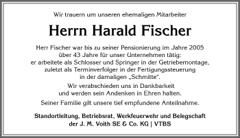 Traueranzeige von Harald Fischer von Allgäuer Anzeigeblatt