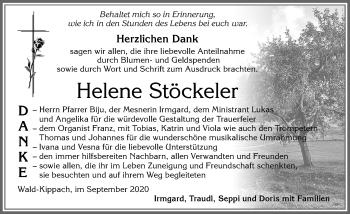 Traueranzeige von Helene Stöckeler von Allgäuer Zeitung, Marktoberdorf