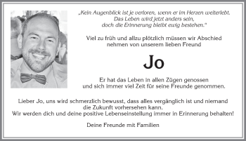 Traueranzeige von Jo  von Allgäuer Zeitung, Kaufbeuren/Buchloe