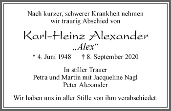 Traueranzeige von Karl-Heinz Alexander von Allgäuer Zeitung, Füssen