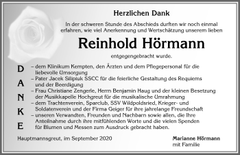 Traueranzeige von Reinhold Hörmann von Allgäuer Zeitung,Kempten