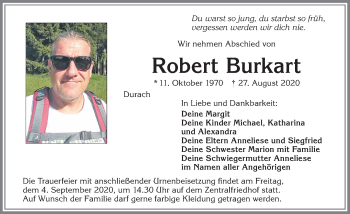 Traueranzeige von Robert Burkart von Allgäuer Zeitung,Kempten