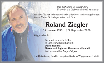 Traueranzeige von Roland Ziegler von Allgäuer Zeitung