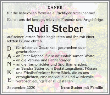 Traueranzeige von Rudi Steber von Allgäuer Zeitung, Füssen