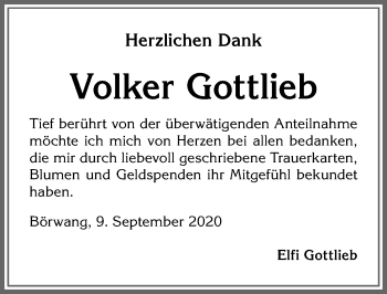 Traueranzeige von Volker Gottlieb von Allgäuer Zeitung,Kempten