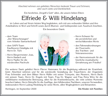Traueranzeige von Willi Hindelang von Allgäuer Zeitung, Füssen