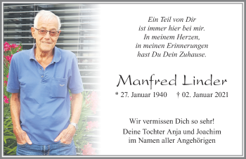Traueranzeige von Manfred Linder von Allgäuer Zeitung, Füssen