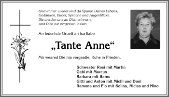 Traueranzeige von Anne  von Allgäuer Anzeigeblatt