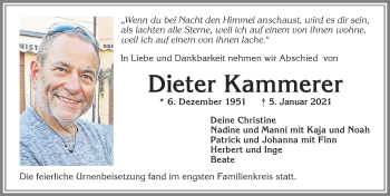 Traueranzeige von Dieter Kammerer von Allgäuer Zeitung, Kaufbeuren/Buchloe