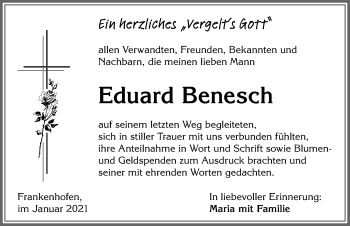 Traueranzeige von Eduard Benesch von Allgäuer Zeitung