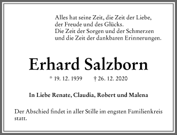 Traueranzeige von Erhard Salzborn von Memminger Zeitung