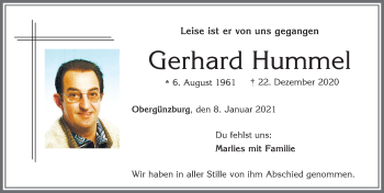 Traueranzeige von Gerhard Hummel von Allgäuer Zeitung, Marktoberdorf