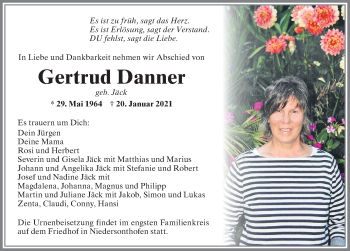 Traueranzeige von Gertrud Danner von Allgäuer Zeitung