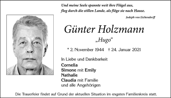 Traueranzeige von Günter Holzmann von Allgäuer Zeitung, Marktoberdorf