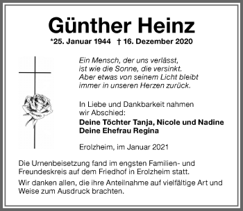 Traueranzeige von Günther Heinz von Memminger Zeitung