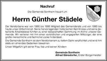 Traueranzeige von Günther Städele von Allgäuer Zeitung