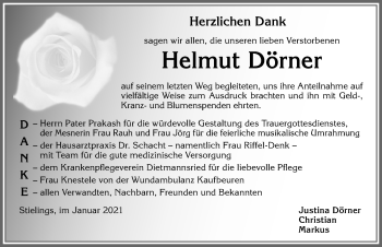 Traueranzeige von Helmut Dörner von Allgäuer Zeitung,Kempten