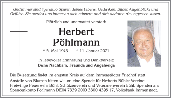 Traueranzeige von Herbert Pöhlmann von Allgäuer Anzeigeblatt