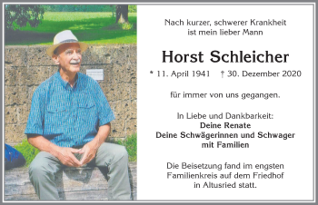 Traueranzeige von Horst Schleicher von Allgäuer Zeitung,Kempten